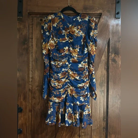 Veronica Beard | Dresses | Veronica Beard Blue Floral Ruched Dress |  Poshmark